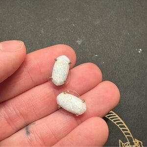 White Kyocera Opal Kendra Scott Stud Earrings